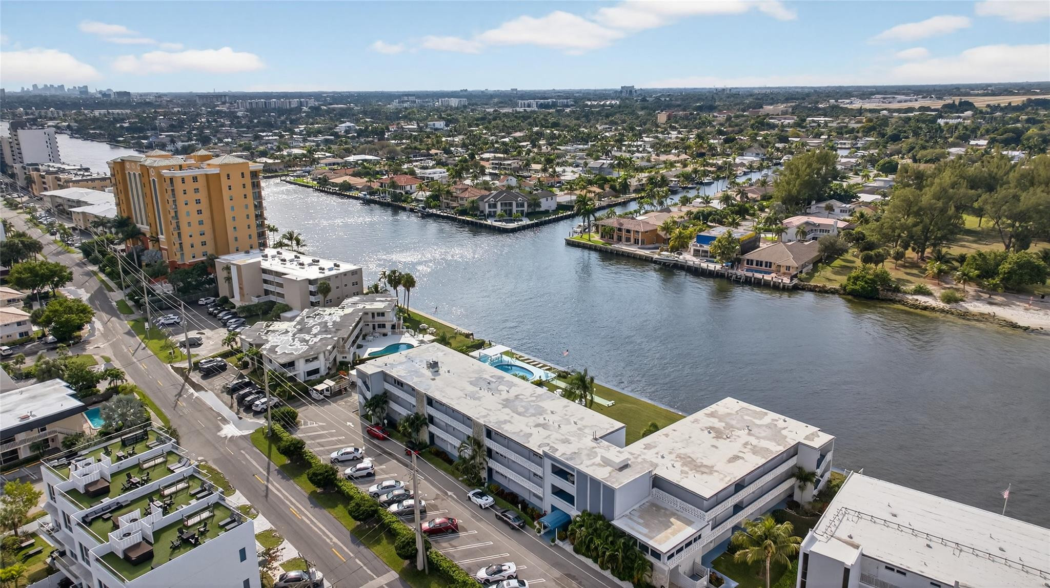 1001 North Riverside Drive, Unit 305 Pompano Beach, FL 33062 - Photo 41 of 44 an aerial view of a house with a lake