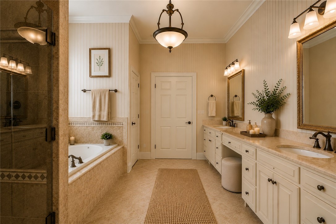 114 Willowbend Drive Anderson, SC 29621 - Photo 21 of 50 This spacious bathroom offers a relaxing retreat with a large soaking tub and ample counter space.