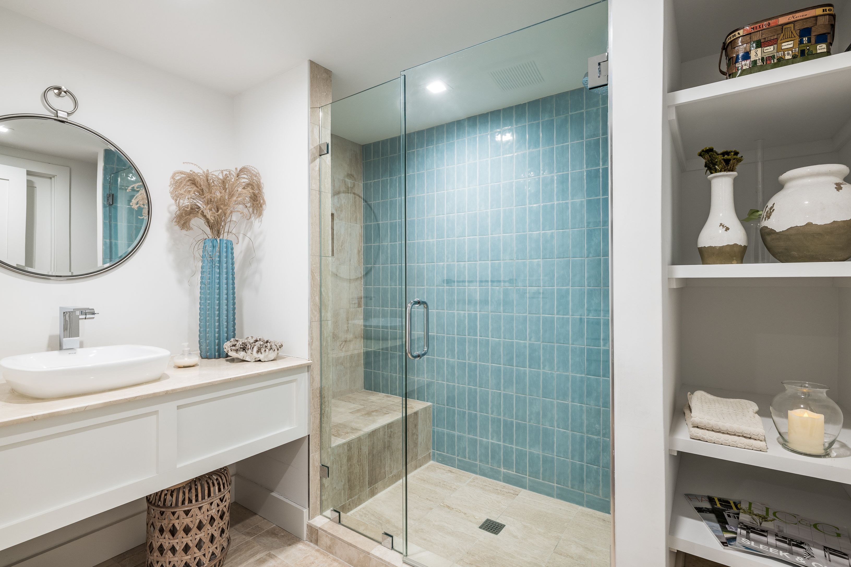 254 Water Mill Water Mill, NY 11976 - Photo 13 of 15 a bathroom with a double vanity sink mirror and shower