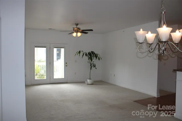 a view of a livingroom with a chandelier