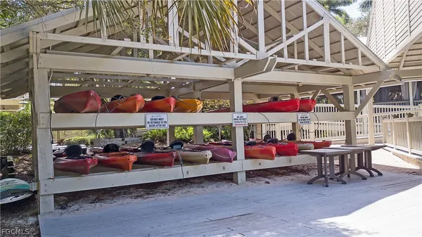a outdoor space with lots of tables and chairs