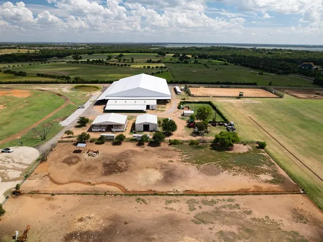 a view of a lake with a house