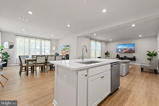 a kitchen with lots of counter top space