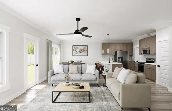 a living room with furniture