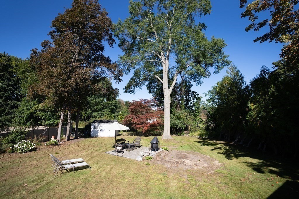 56 Bellows Circle Abington, MA 02351 - Photo 34 of 42 a view of a backyard with plants and trees
