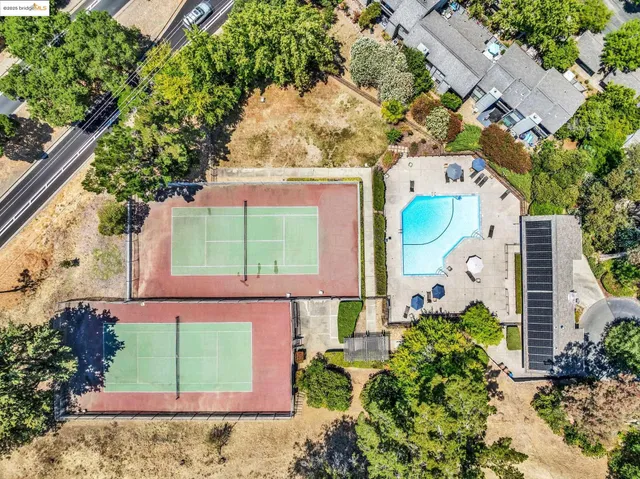 an aerial view of a house
