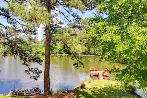 a view of a garden with an outdoor space