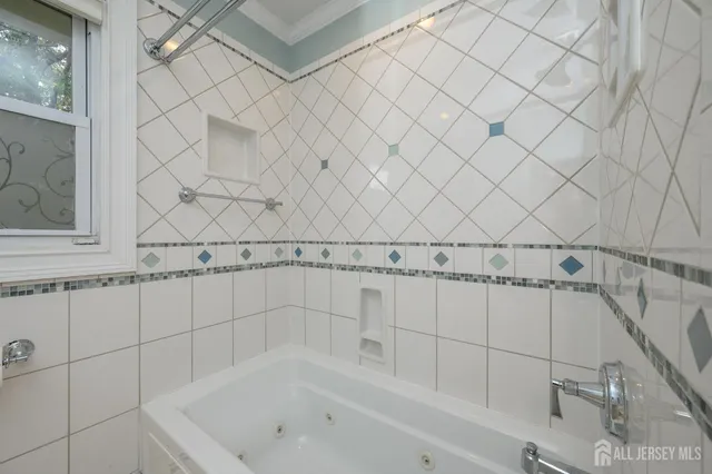 a bathroom with a bathtub
