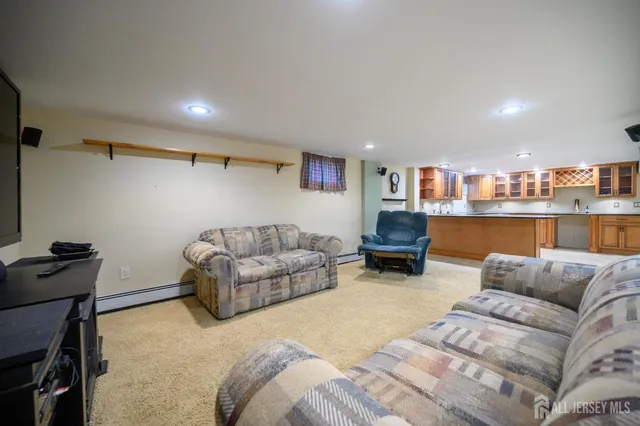 a living room with furniture and a couch