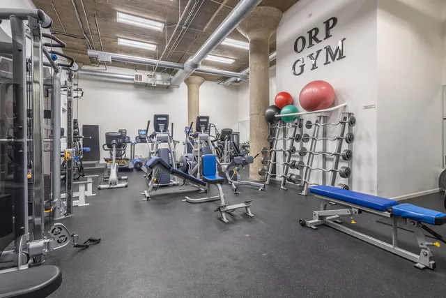 a room with gym equipment