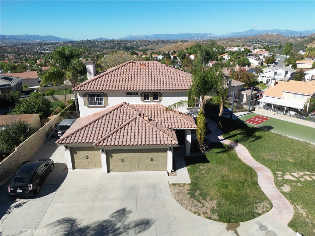 an aerial view of a house