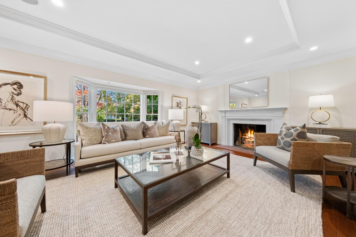 425 Dorchester Road San Mateo, CA 94402 - Photo 6 of 61 a living room with furniture and a fireplace