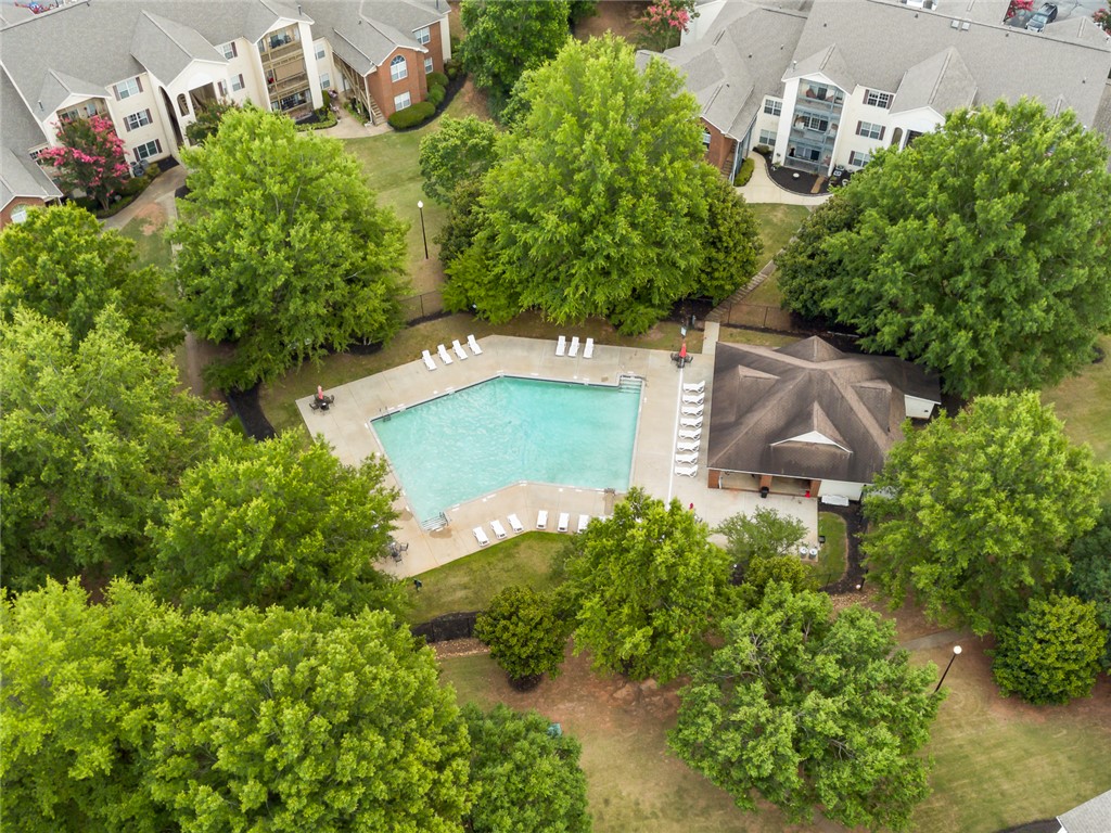 151 Wexford Drive, Unit 301 Anderson, SC 29621 - Photo 6 of 29 An inviting community pool with ample lounging space, surrounded by lush landscaping and residential buildings.