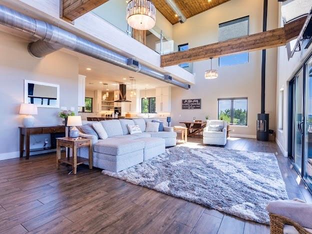 4468 Chapel Road Graham, TX 76450 - Photo 13 of 40 Beautiful Custom Wood Beams, with Vaulted Ceilings and Floor to Ceiling Windows to Max the Lake Views