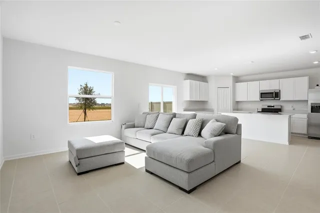 a living room with furniture and a couch