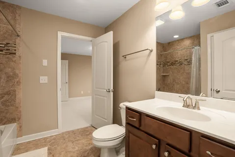 a bathroom with a sink a toilet and a bathtub