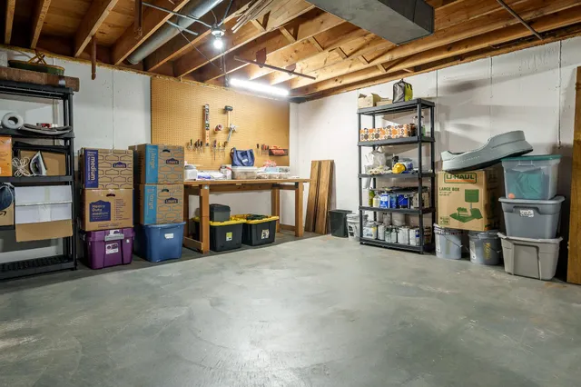 a view of outdoor space with trees all around