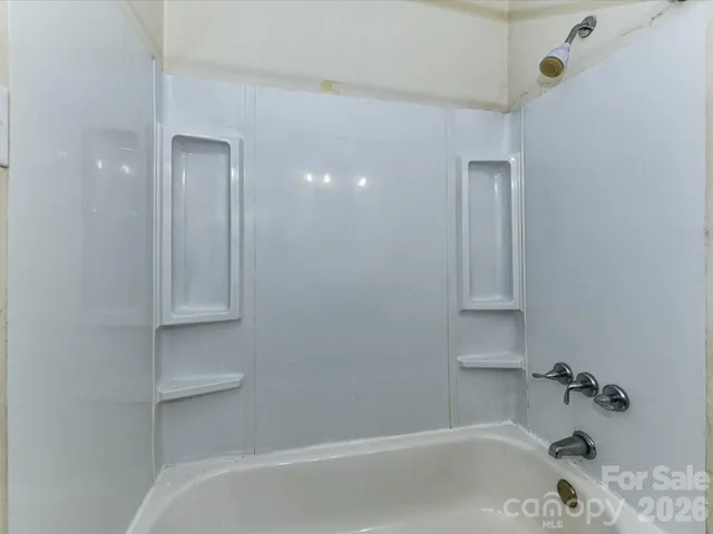 a bathroom with a bathtub