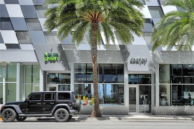 front view of a building with a street