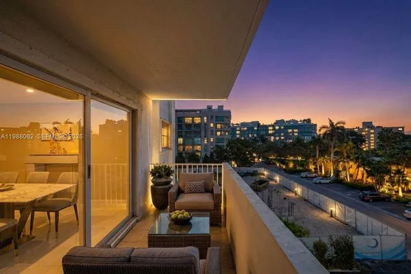 a view of a balcony with lake view