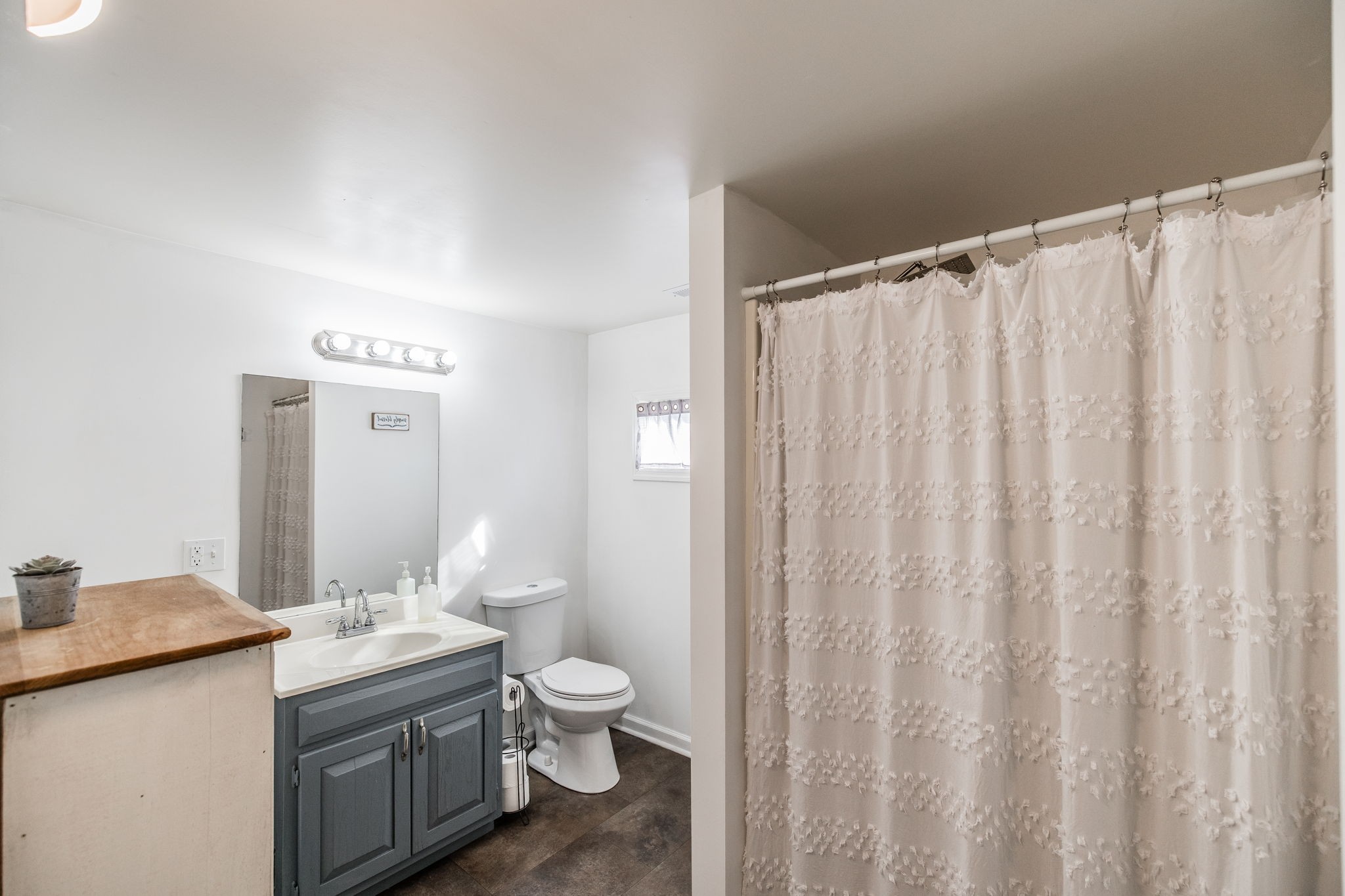 145 New Deal Potts Road Cottontown, TN 37048 - Photo 25 of 40 a bathroom with a sink a toilet and shower curtain