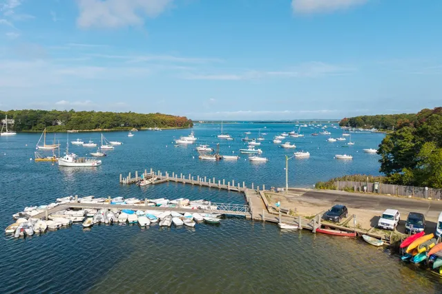 a view of a lake with outdoor space