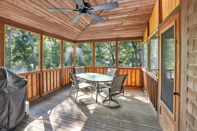 a view of a patio on the deck