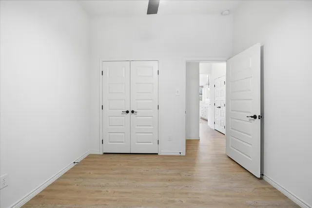 an empty room with closet