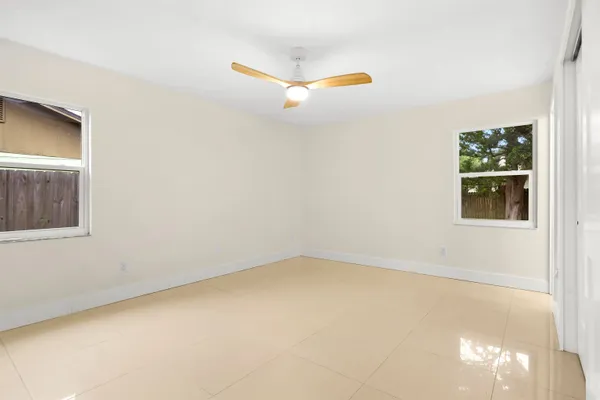 a view of a small space with a book shelf