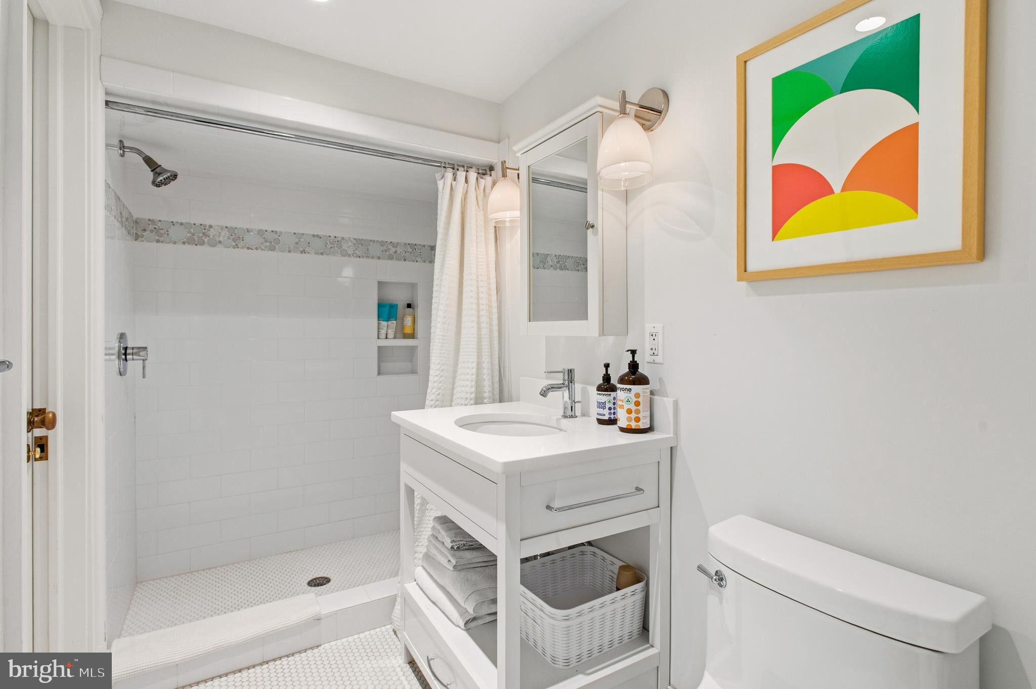 3312 Lowell Street Northwest Washington, DC 20008 - Photo 34 of 44 a bathroom with a sink a toilet and shower