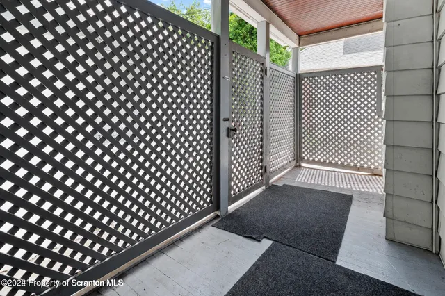 a view of a black gate