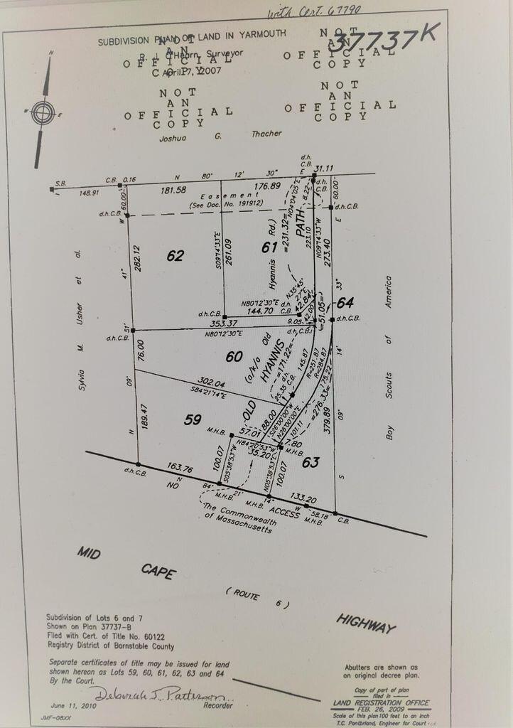 105 Old Hyannis Road Yarmouth Port, MA 02675 - Photo 2 of 2 LAND COURT PLAN