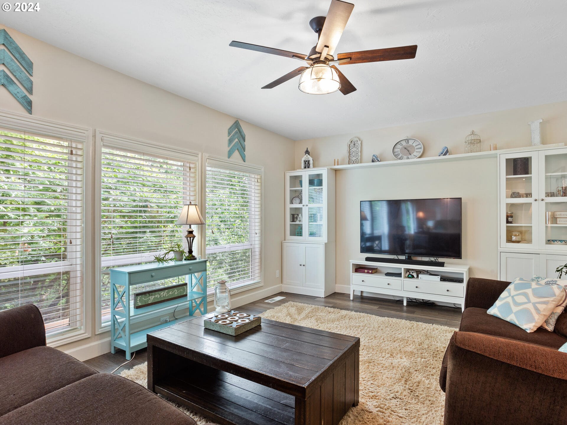 17156 Southeast Macanudo Street Damascus, OR 97089 - Photo 21 of 47 a living room with furniture a flat screen tv and a large window