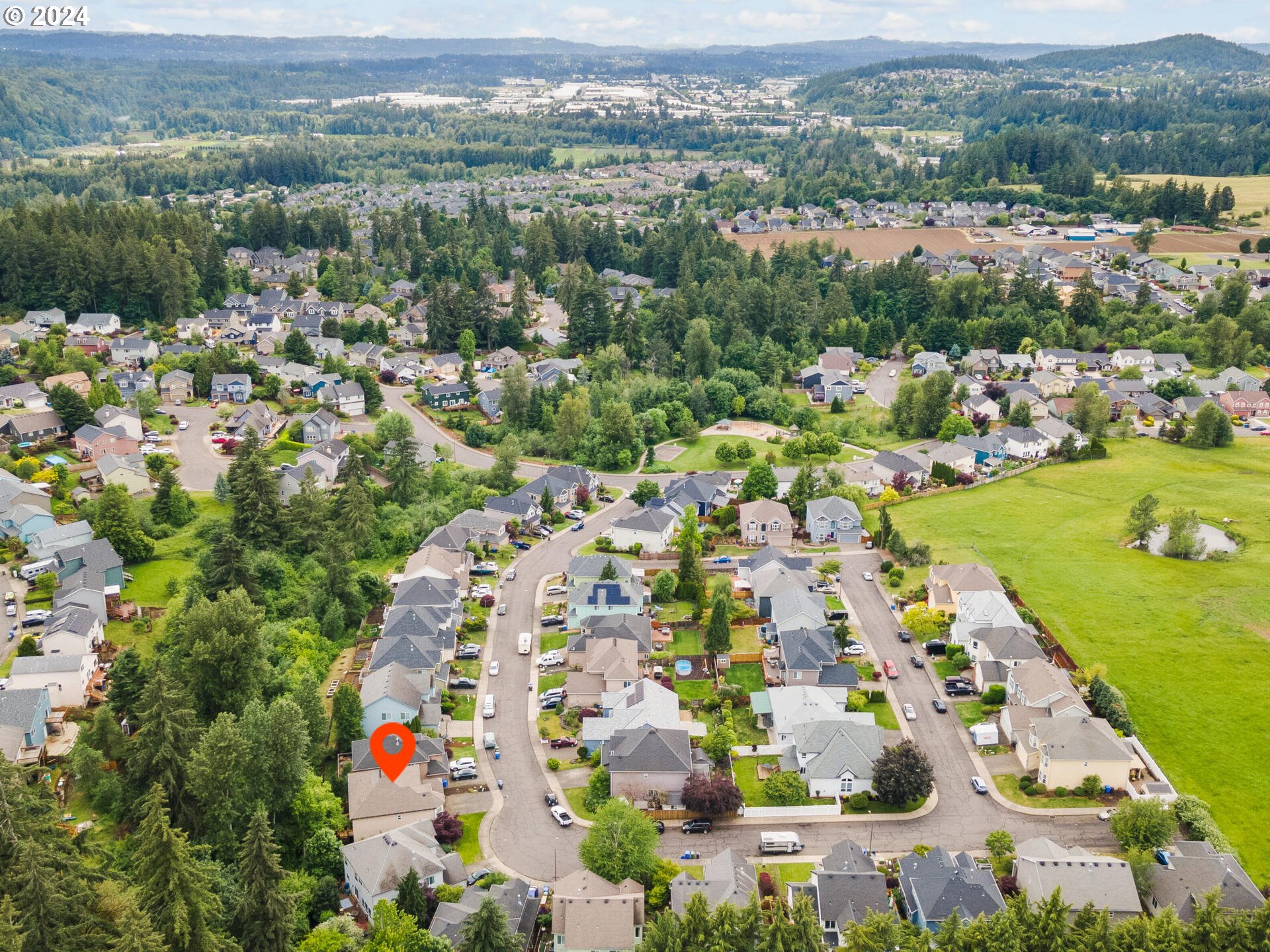 17156 Southeast Macanudo Street Damascus, OR 97089 - Photo 46 of 47 an aerial view of residential houses and outdoor space