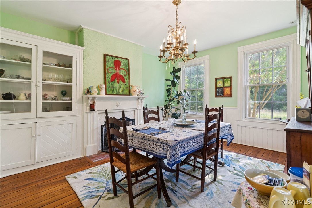 36 Carter Road Cumberland, VA 23040 - Photo 11 of 35 Dining space with wood-type flooring, a chandelier