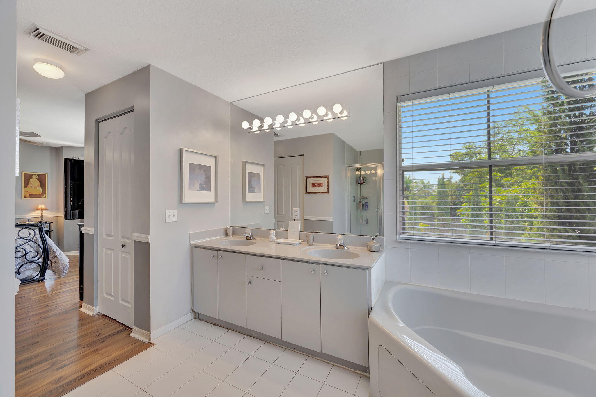 13838 Southwest 41st Terrace Miami, FL 33175 - Photo 35 of 68 a bathroom with a tub a sink and a large mirror