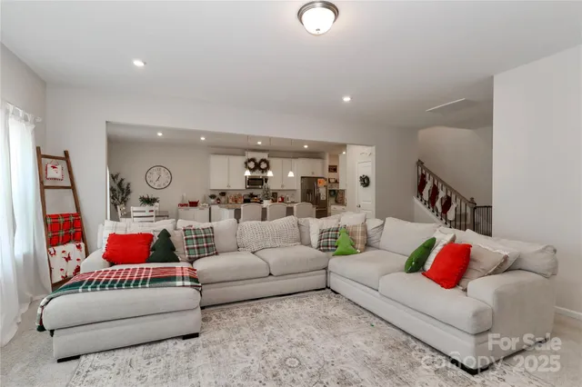 a living room with furniture and a couch
