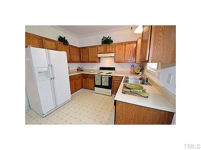 Kitchen with crown molding.