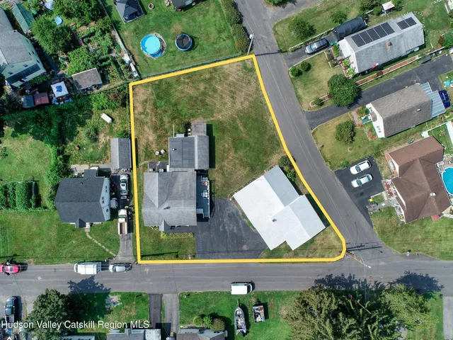 an aerial view of a house