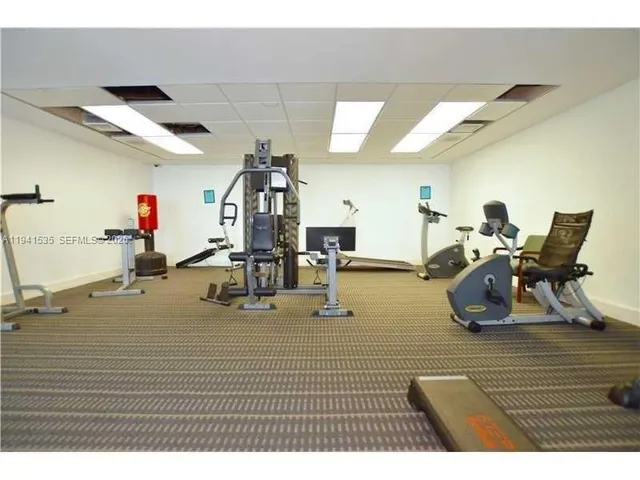 a view of a room with gym equipment