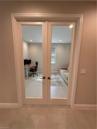 hallway with view of living room