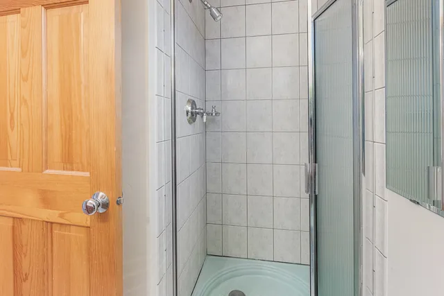 a bathroom with a shower