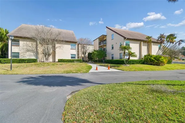 a view of a house with a yard and plants