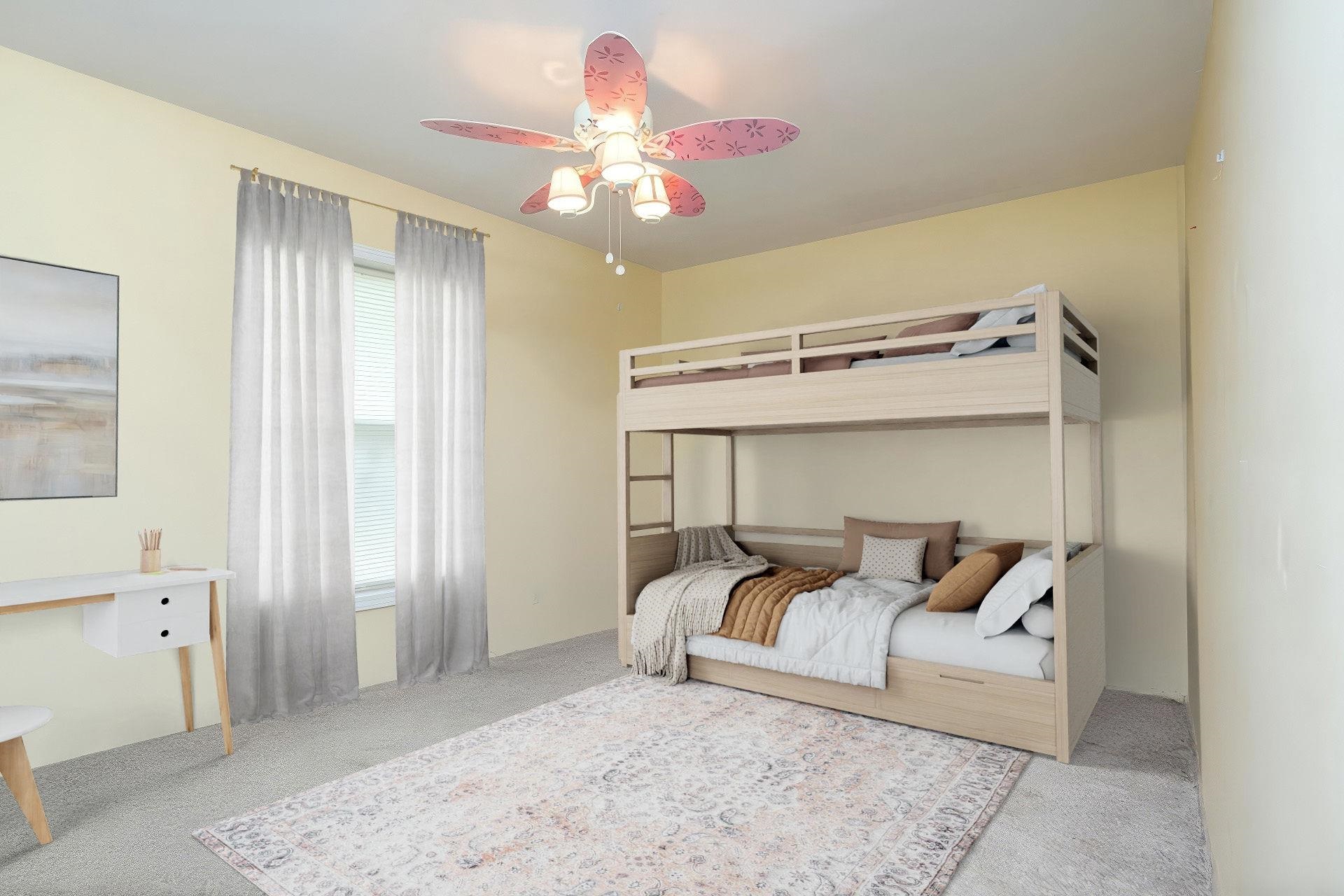 86 Spitler Circle Greenville, VA 24440 - Photo 16 of 25 a bedroom with a bed and a chandelier