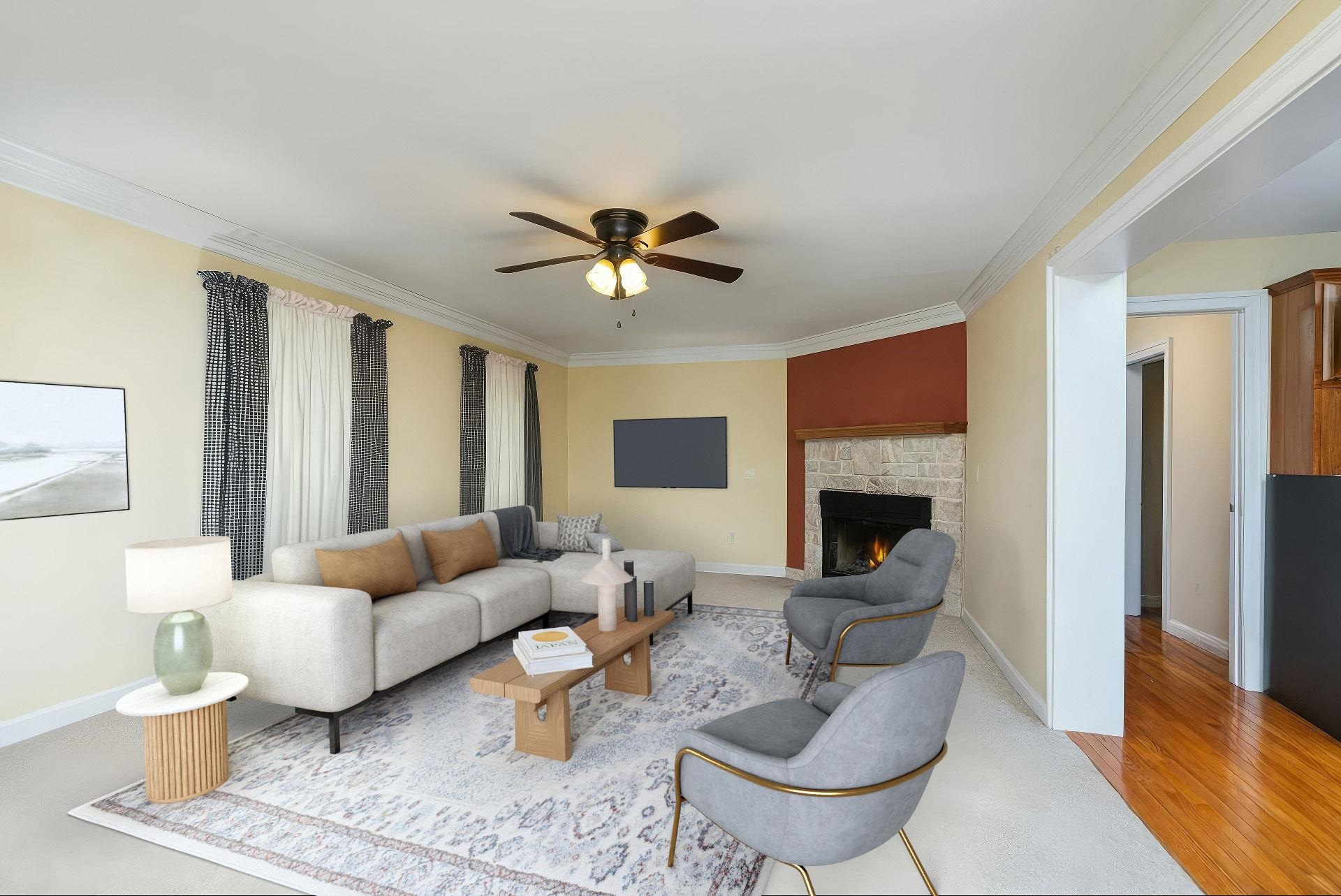 86 Spitler Circle Greenville, VA 24440 - Photo 10 of 25 a living room with furniture a fireplace and a flat screen tv