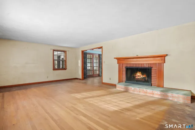 an empty room with windows