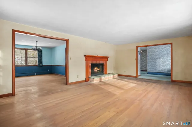 an empty room with windows