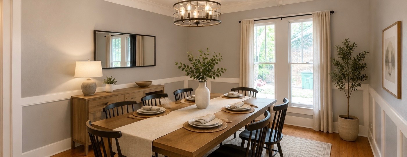 423 South Main Street Lockhart, TX 78644 - Photo 5 of 26 Dining area featuring wood-finish flooring and a contemporary chandelier