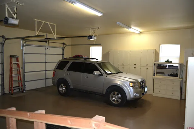 a car parked in a garage
