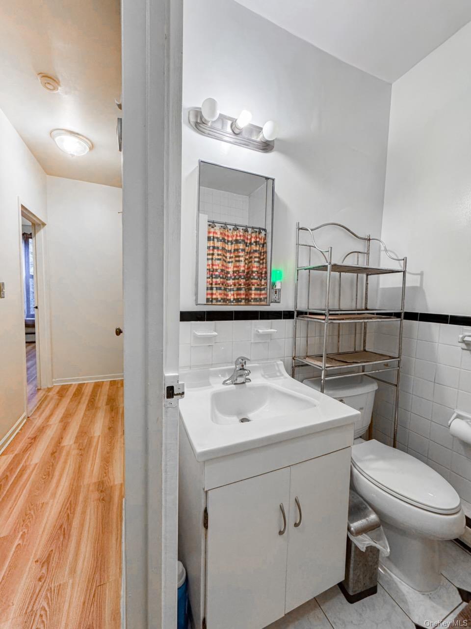 369 Marion Street, Unit 2B Brooklyn, NY 11233 - Photo 8 of 9 a bathroom with a sink a toilet and mirror